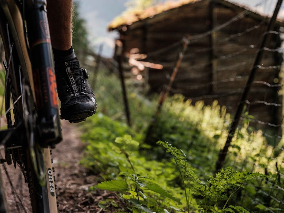 Mountain biker on an alpine pasture in Grächen | © Valais/Wallis Promotion